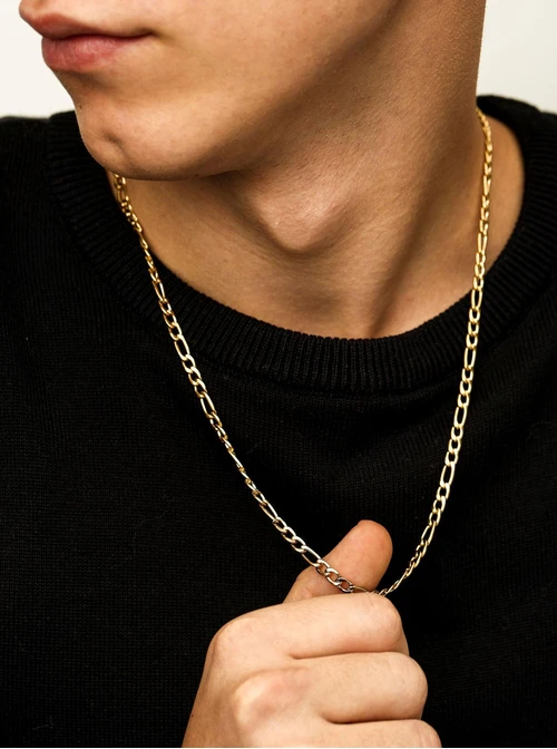 Naszyjnik męski, łańcuch, stal pozłacana S310502Z00