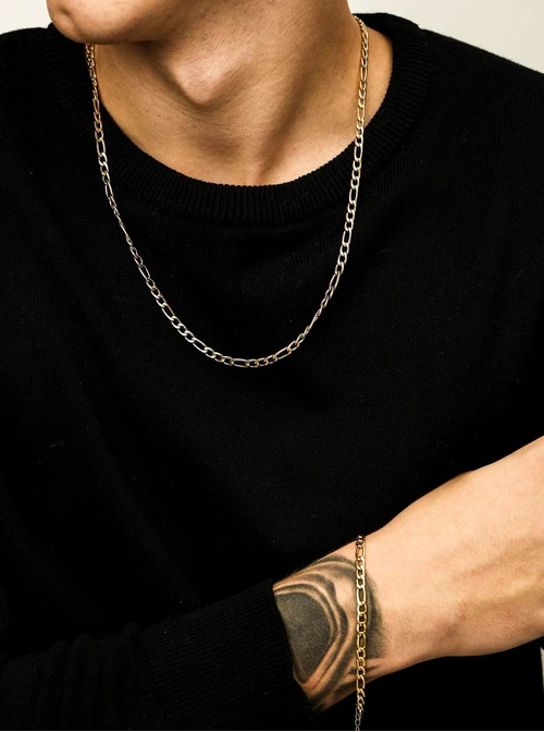 Naszyjnik męski, łańcuch, stal pozłacana S310502Z00