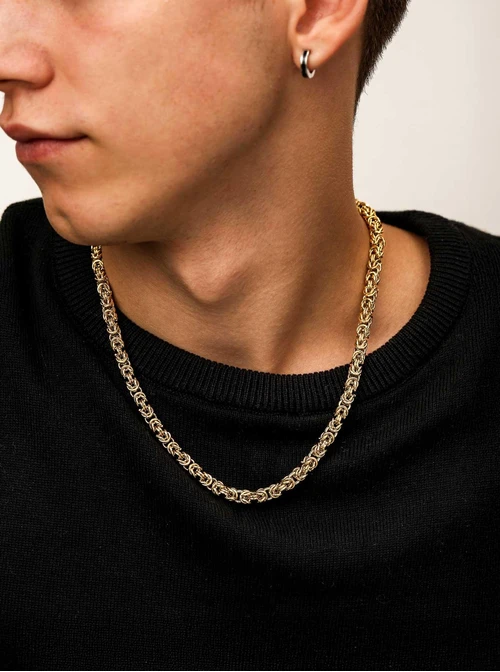 Naszyjnik męski, łańcuch, stal pozłacana S310503Z00