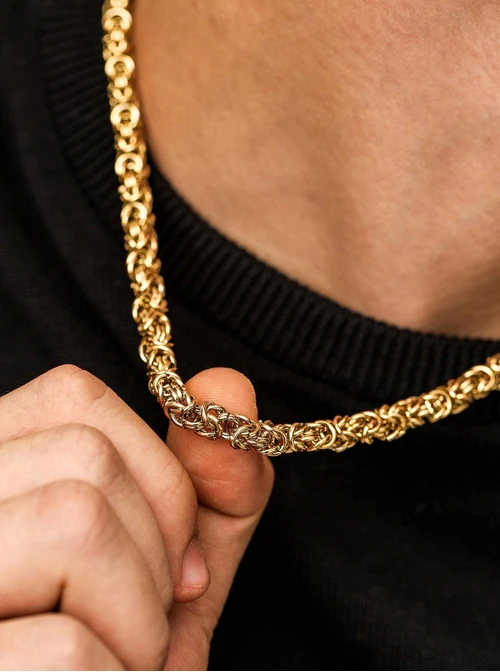 Naszyjnik męski, łańcuch, stal pozłacana S310503Z00