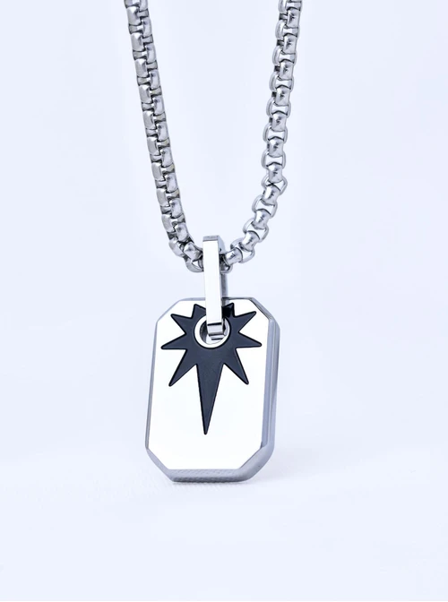 Naszyjnik męski, nieśmiertelnik, gwiazda, stal S311495M00