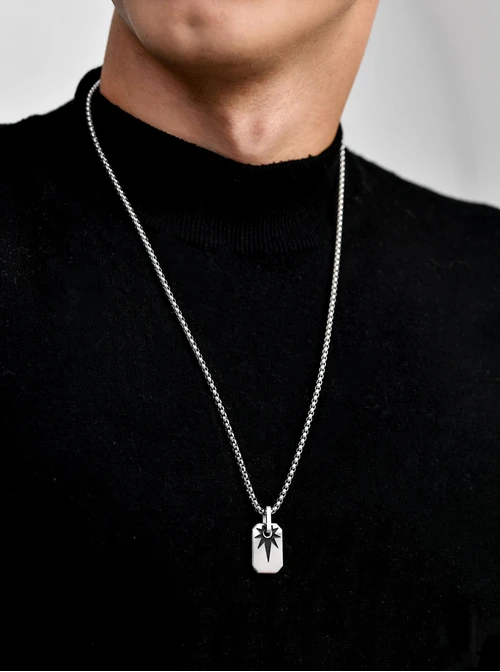 Naszyjnik męski, nieśmiertelnik, gwiazda, stal S311495M00