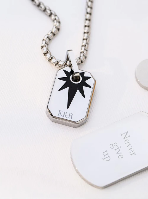 Naszyjnik męski, nieśmiertelnik, gwiazda, stal S311495M00