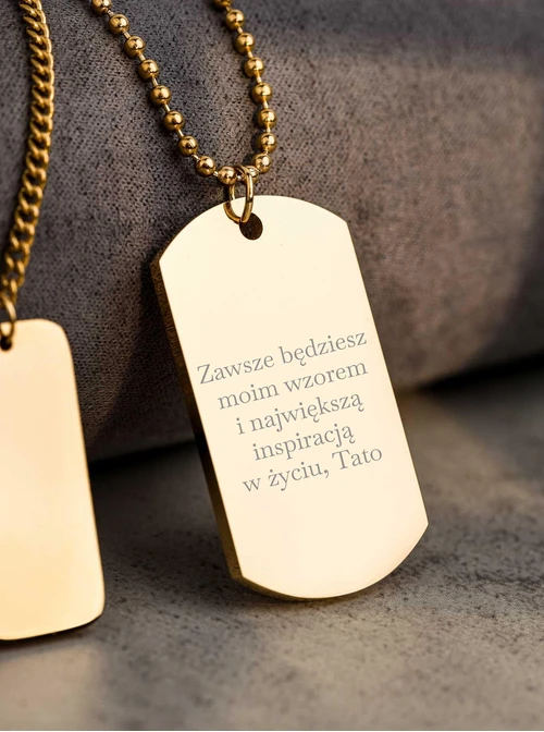 Naszyjnik męski, nieśmiertelnik, stal pozłacana S310493Z00