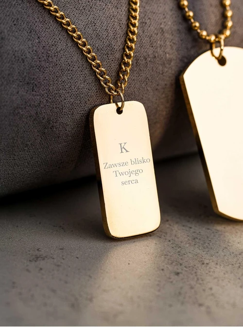 Naszyjnik męski, nieśmiertelnik, stal pozłacana S310501Z00