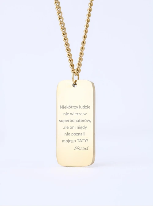 Naszyjnik męski, nieśmiertelnik, stal pozłacana S310501Z00