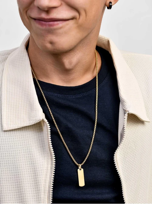Naszyjnik męski, stal pozłacana S311489Z00