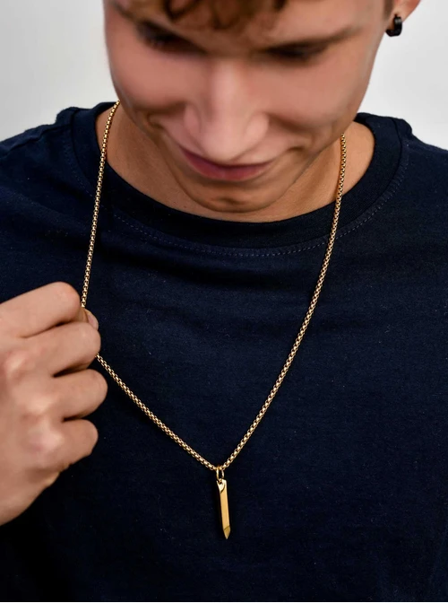 Naszyjnik męski, stal pozłacana S311504Z00