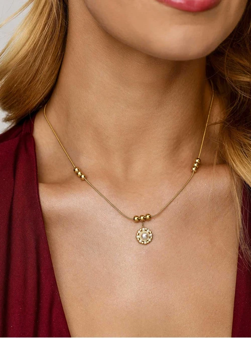 Naszyjnik perełka, kuleczki, stal nierdzewna S311688Z00