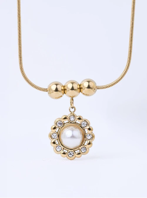 Naszyjnik perełka, kuleczki, stal nierdzewna S311688Z00