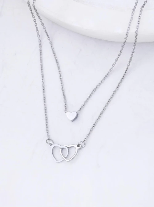 Naszyjnik podwójny, serduszka, stal S312284S00