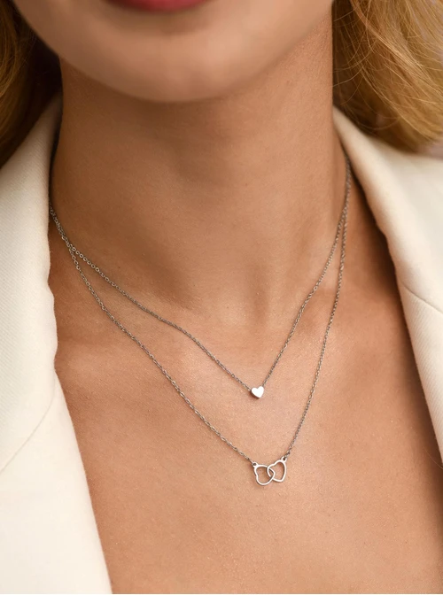 Naszyjnik podwójny, serduszka, stal S312284S00