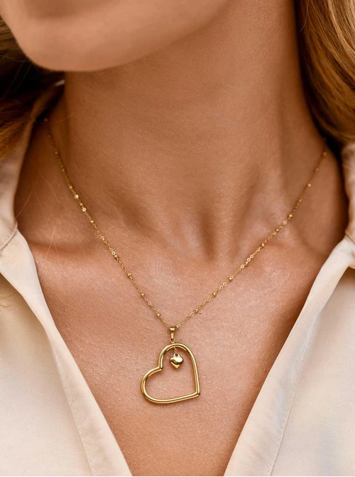 Naszyjnik serca, stal pozłacana S311625Z00