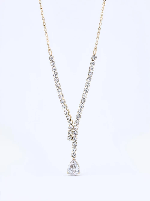 Naszyjnik tenisowy, kryształki, stal pozłacana S311643Z00