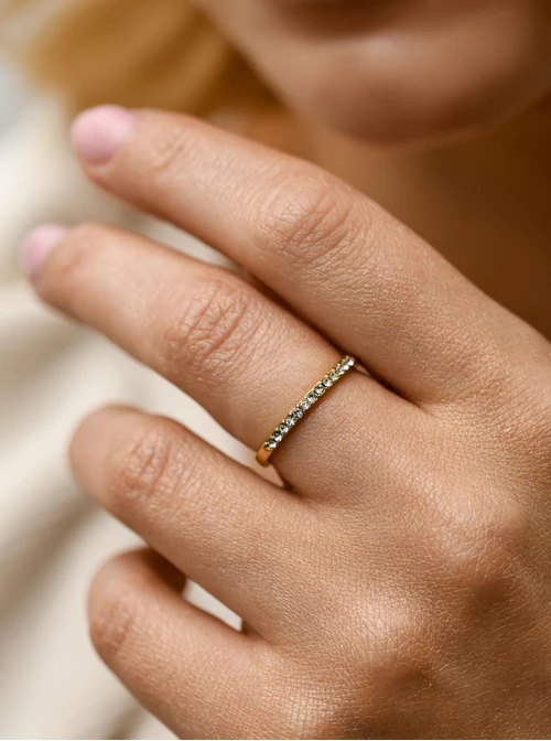 Pierścionek kryształki, stal pozłacana S410659Z02