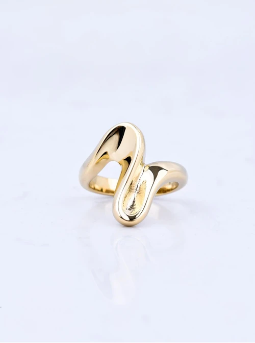 Pierścionek, nieregularny kształt, stal pozłacana S410754Z00