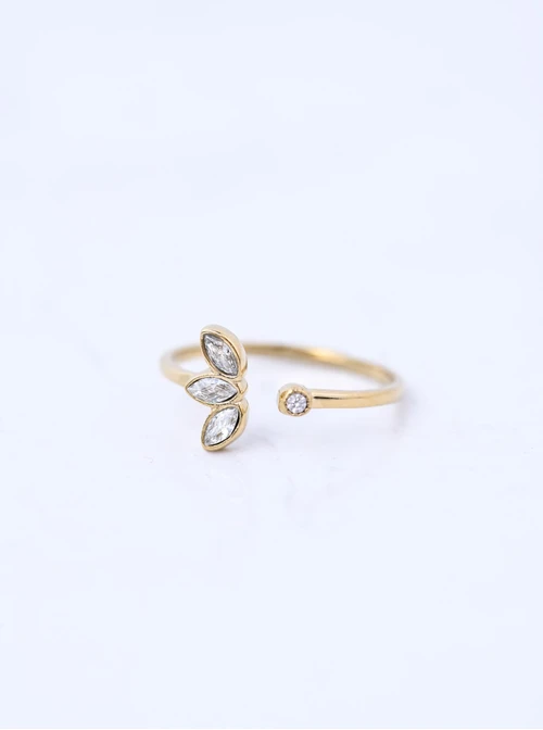 Pierścionek regulowany, kryształki, stal pozłacana S411248Z00-0