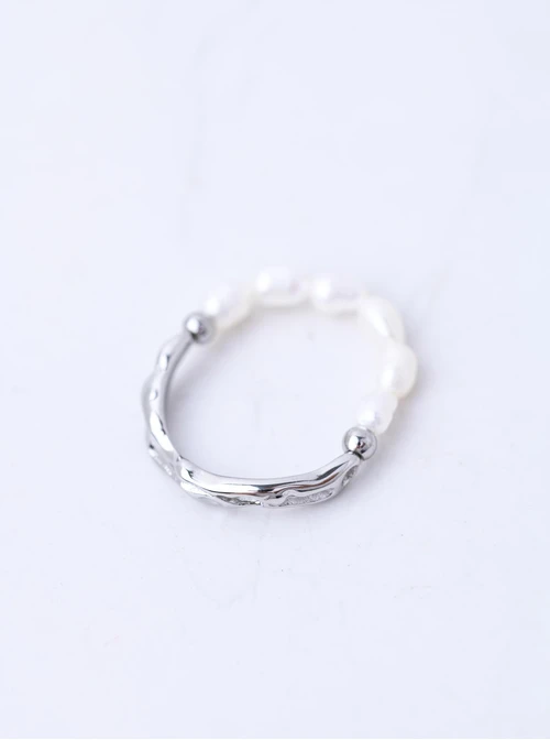 Pierścionek elastyczny, perełki, stal S412195S00-0