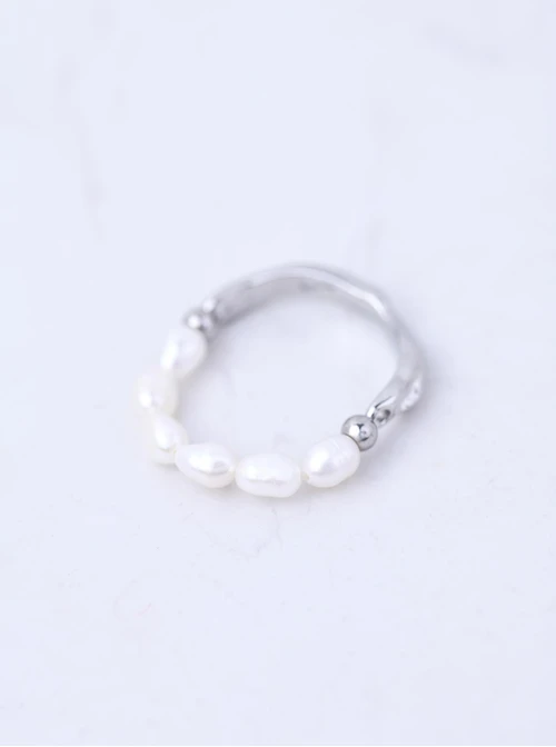 Pierścionek elastyczny, perełki, stal S412195S00-0