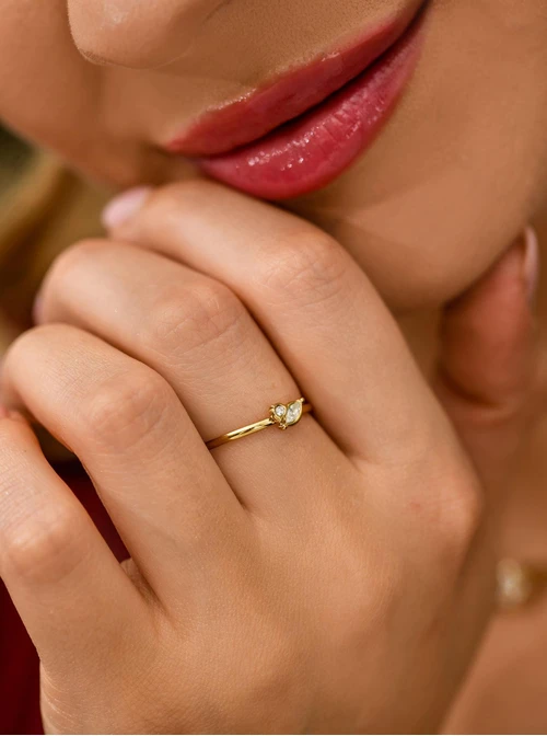 Pierścionek kryształki, stal pozłacana S410658Z00