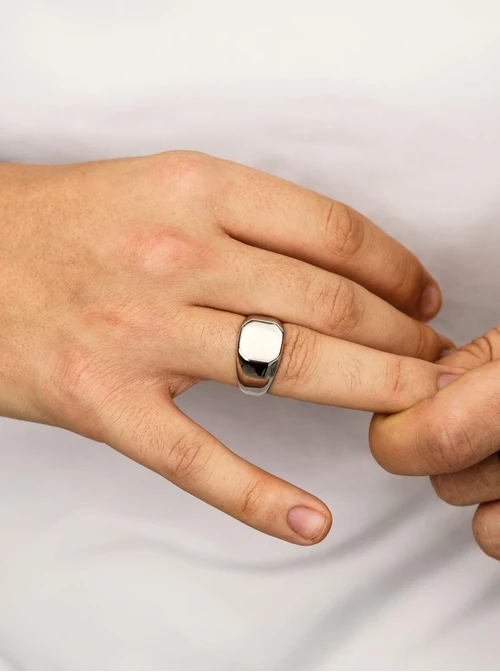 Pierścionek męski, sygnet, stal S411584S00