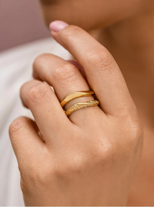 Pierścionek nieregularny kształt, stal pozłacana S411706Z00