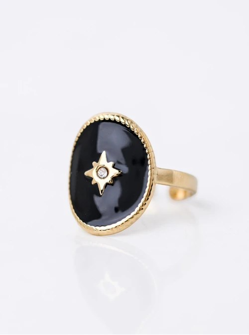 Pierścionek regulowany, gwiazdka, stal pozłacana S411244Z00-0