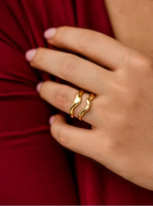 Pierścionek regulowany, stal pozłacana S412119Z00-0