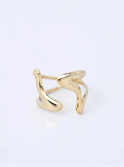 Pierścionek regulowany, stal pozłacana S412145Z00-0