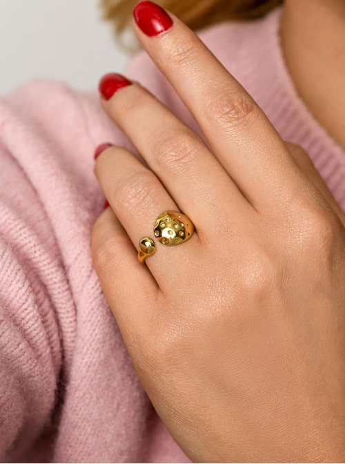 Pierścionek regulowany, stal pozłacana S412149Z00-0