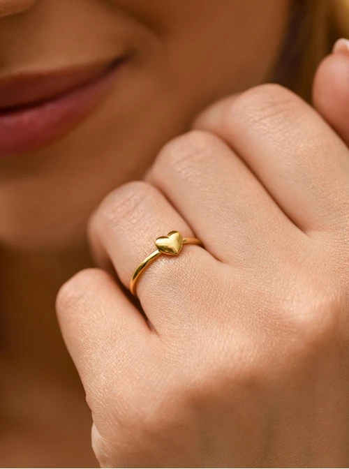 Pierścionek serduszko, stal pozłacana S412278Z00