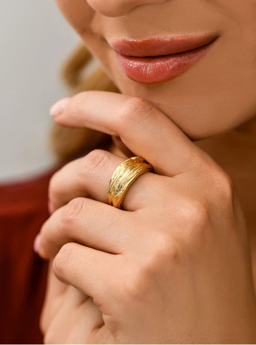 Pierścionek, stal pozłacana S410589Z00