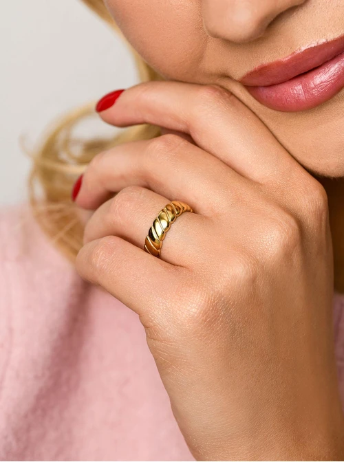 Pierścionek, stal pozłacana S412148Z00-0