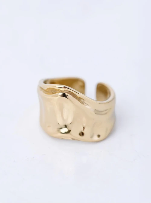 Pierścionek szeroki, stal pozłacana S412146Z00-0