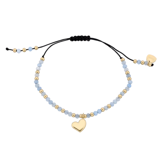 Bransoletka serce, Akwamaryn, stal pozłacana S108503Z00