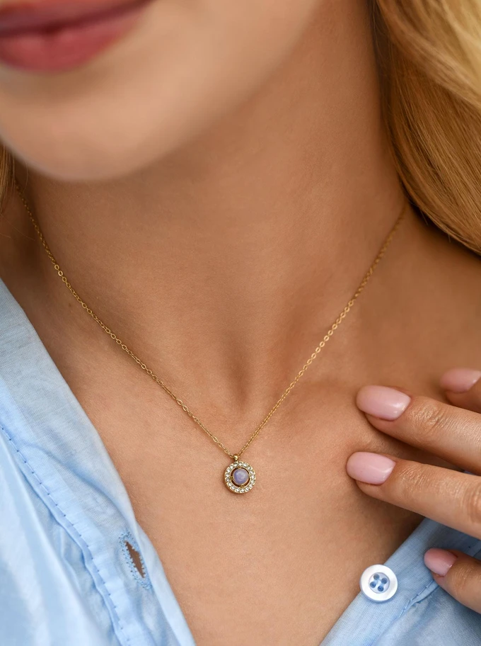 Naszyjnik kółeczko, Opal, stal pozłacana S312704Z00