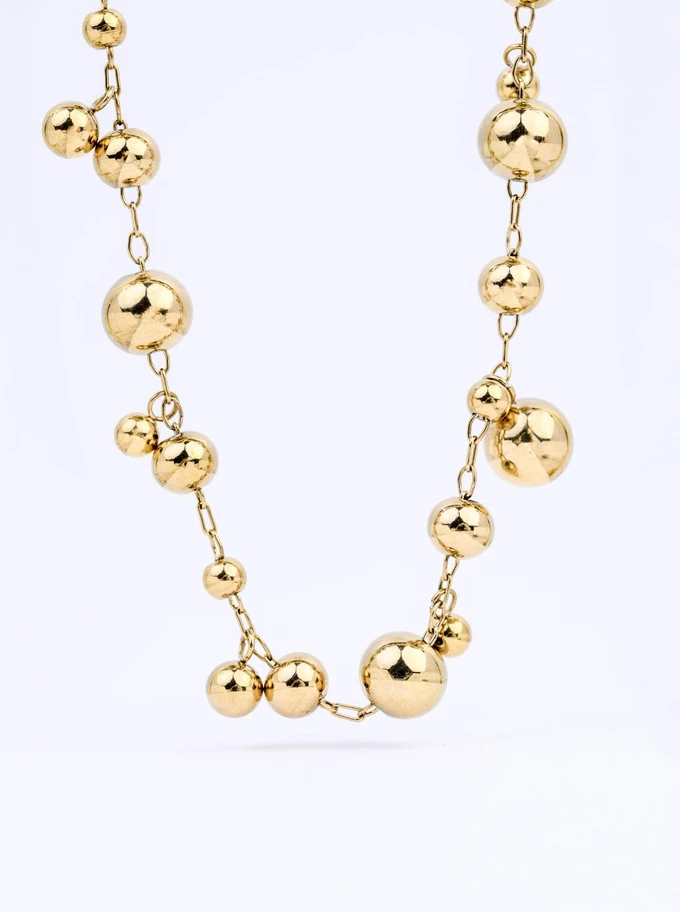 Naszyjnik kuleczki, stal pozłacana S312551Z0