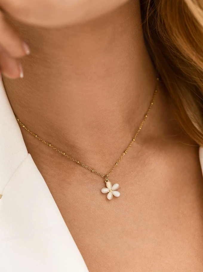 Naszyjnik kwiatuszek, stal pozłacana S312663Z00