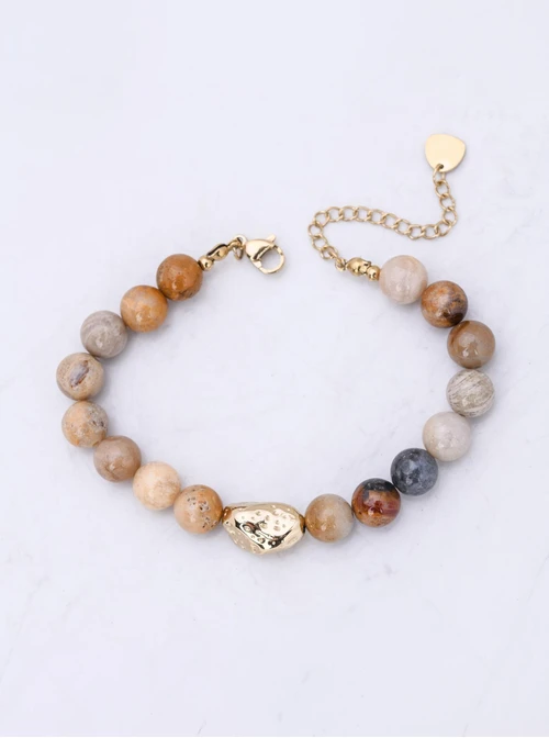 Bransoletka Jaspis, stal pozłacana S112578Z00