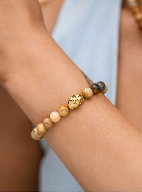 Bransoletka Jaspis, stal pozłacana S112578Z00