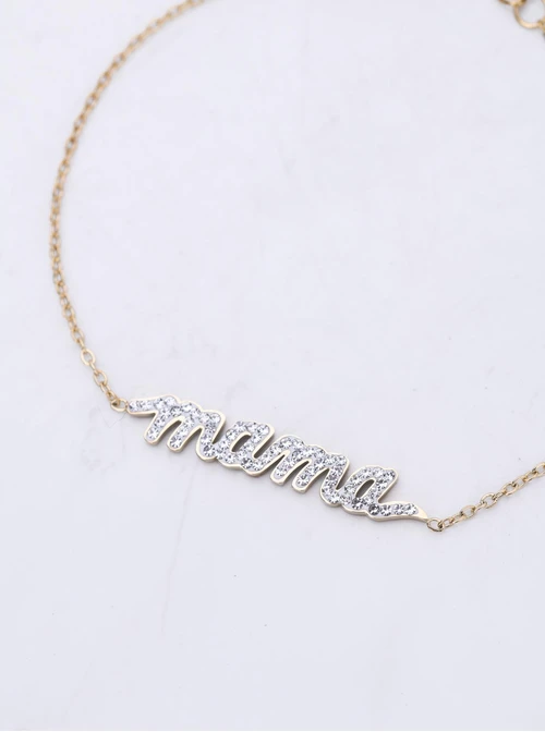 Bransoletka Mama, kryształki, stal pozłacana S112754Z00