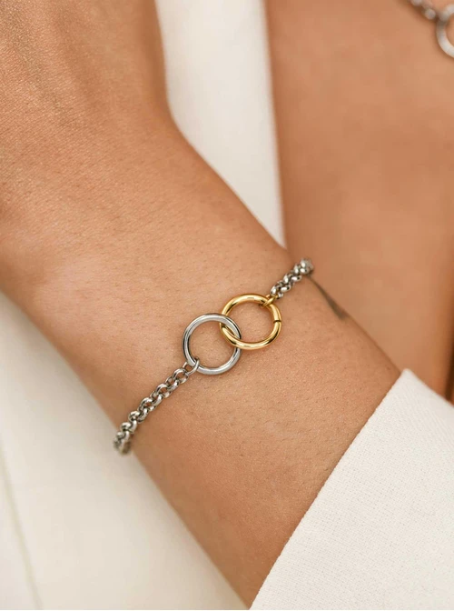 Bransoletka kółeczka, stal pozłacana S112334M00