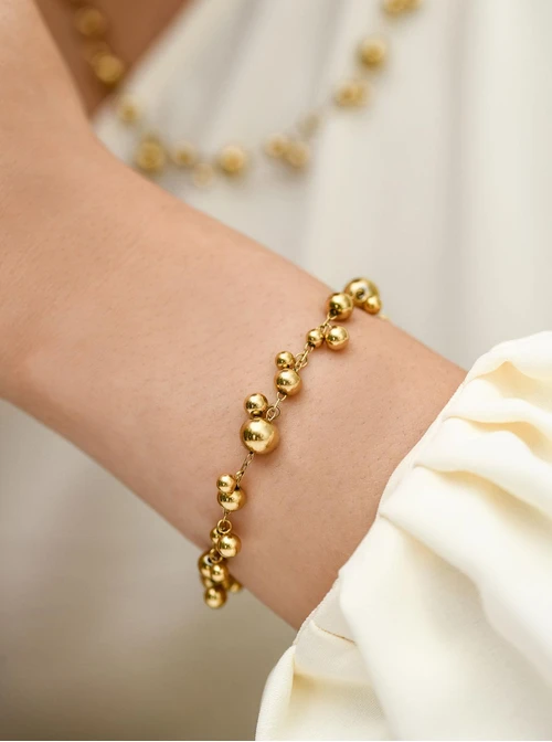 Bransoletka kuleczki, stal pozłacana S112552Z00