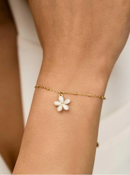 Bransoletka kwiatuszek, stal pozłacana S112665Z00