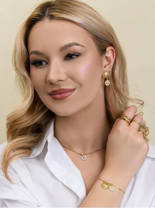 Bransoletka kwiatuszki, stal pozłacana S112488Z00