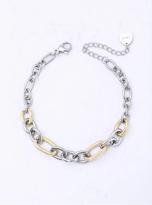 Bransoletka łańcuch, stal pozłacana S112332M00