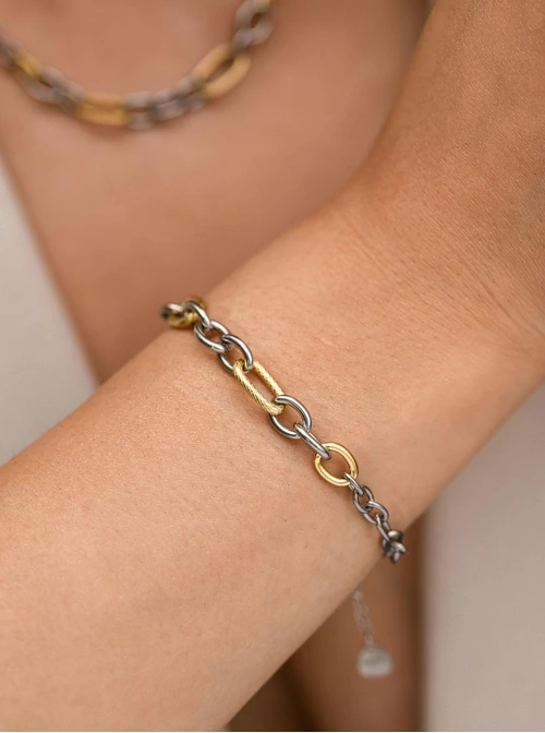 Bransoletka łańcuch, stal pozłacana S112332M00