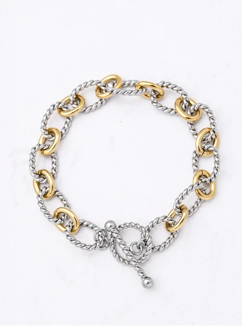 Bransoletka łańcuch, stal pozłacana S112347M00