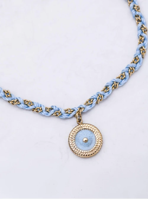 Bransoletka niebieskie kółeczko, stal pozłacana S112463Z00