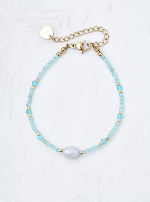 Bransoletka perełka, Kocie Oko, stal pozłacana S111786Z00